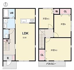 BelleVieTAKATSU 1階3LDKの間取り