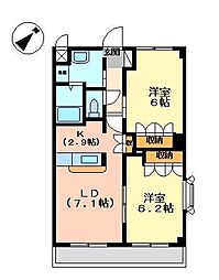 g-stage四国中央弐番館 2DKの間取図画像