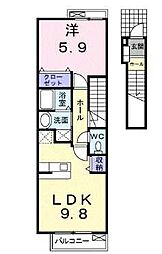 ヴィヴェールヒロB 1LDKの間取図画像