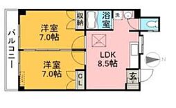 ソシアサニーヒル2 2LDKの間取図画像