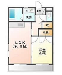 アンフィニ中萩 1LDKの間取図画像