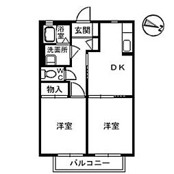 シャーメゾンMb.庄内 2DKの間取図画像