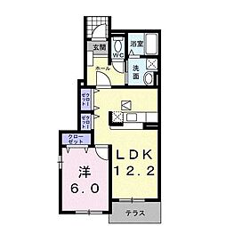 アヴァン・フォンテーヌC 1LDKの間取図画像