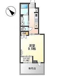 ウェルネスB 1Kの間取図画像