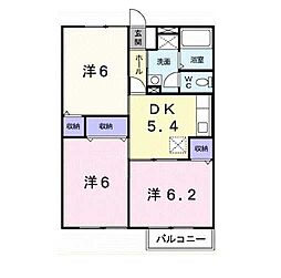 エトワール茜 2階3DKの間取り