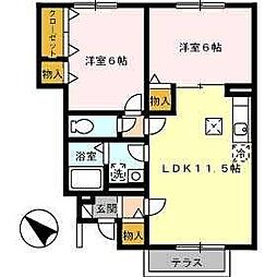 グランソレーユA 2LDKの間取図画像