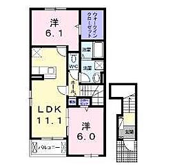 ソーレ6B 2LDKの間取図画像