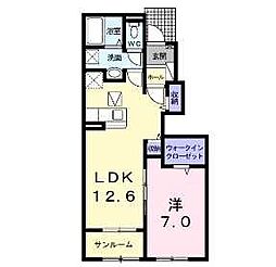 シエル・テーレB 1LDKの間取図画像