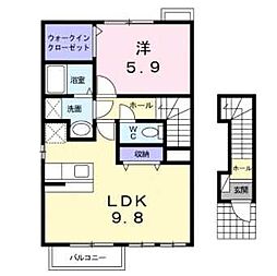 パステーク・古川B 1LDKの間取図画像