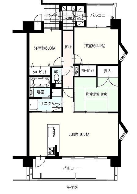 72.77？の南向き3LDKで、WICやSICを備えた収納力のある間取りです。現状のレイアウトを活かすだけでなく、ライフスタイルに応じた間取り変更や水回りのリフォーム提案も承り柔軟に対応します