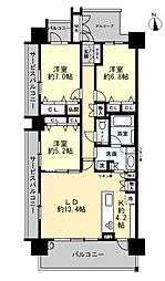 グラディス高松ザ・タワー 3LDKの間取図画像