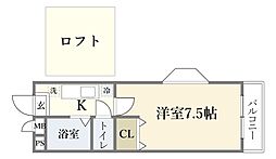 ヴァルーンレイム13 1Kの間取図画像