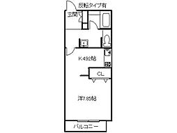 マンションひまわり2 1LDKの間取図画像