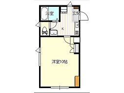 メゾンキャンパスサイド2 1Kの間取図画像