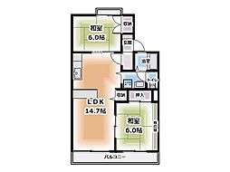 メゾントレド 2LDKの間取図画像