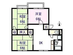 レイクサイドハウス 3DKの間取図画像