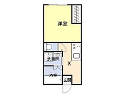 コーポアベ 1Kの間取図画像