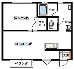 コーポドレミ 1LDKの間取図画像
