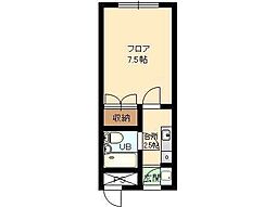 駅東グリーンマンション 1Kの間取図画像