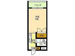 第2キャンパスマンション 1Kの間取図画像
