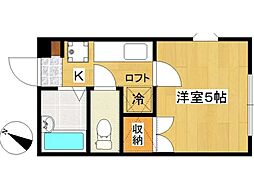コーポ向山 1Kの間取図画像