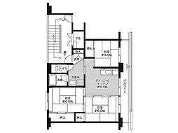 ビレッジハウスあだたら1号棟 3DKの間取図画像
