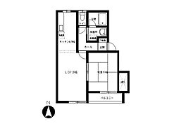コーポ藤B棟 1LDKの間取図画像