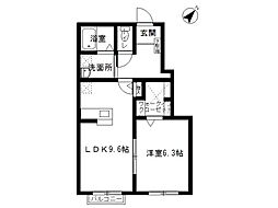 ピースフルカーサ 1LDKの間取図画像