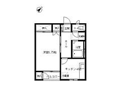 パストラルプレース 1Kの間取図画像