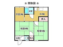 コーポミカミA 3Kの間取図画像