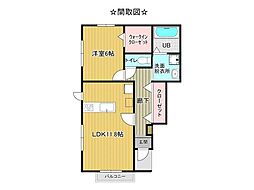 サンプラージュ参番館 1LDKの間取図画像