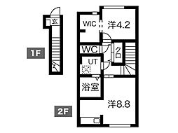 「ルプラン」 -号室 2階1LDKの間取り