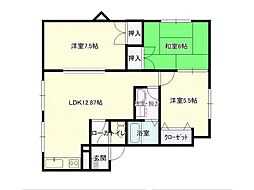 メイユール中央B棟 3LDKの間取図画像
