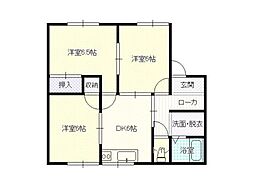 プライムヒルズA 3DKの間取図画像