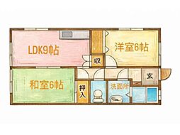 メゾン川浪 2LDKの間取図画像