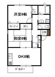 パークハイム 2階2DKの間取り