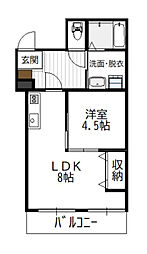 カーサヴェルデ 1LDKの間取図画像