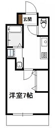 映光マンション 1Kの間取図画像
