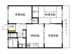 第2重永マンション 3DKの間取図画像