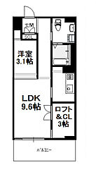 AKHK 1LDKの間取図画像