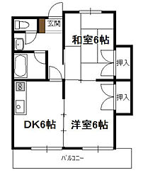 ファミール中村 2DKの間取図画像