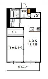 フュージョン大橋 1LDKの間取図画像