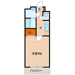 エレメント 106号室 1階1Kの間取り