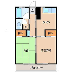 黒木コーポ 2DKの間取図画像