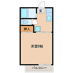 エスポワール2 1Kの間取図画像