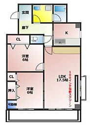 ミネックス川原 2LDKの間取図画像
