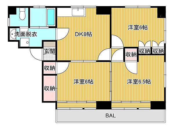 第1新城荘 401号室｜宮崎県宮崎市新城町(賃貸マンション3DK・4階・58.00㎡)の写真 その2