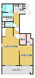 アルテマイスタータニガワ2 1LDKの間取図画像
