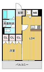 Zサイドテラス藏立 1LDKの間取図画像