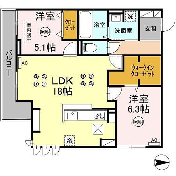 BASE29　西高松 203号室｜宮崎県宮崎市西高松町(賃貸アパート2LDK・2階・69.14㎡)の写真 その2